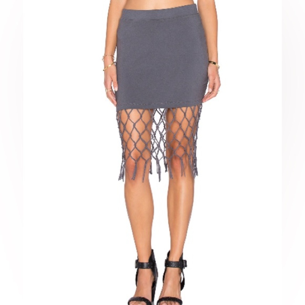 Revolve Monrow Gray Macrame Skirt